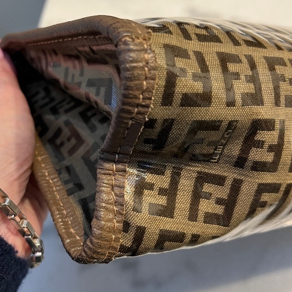 SALE! FENDI Vintage Brown Monogram Zucchino Crystal Clutch - Picture 6 of 11